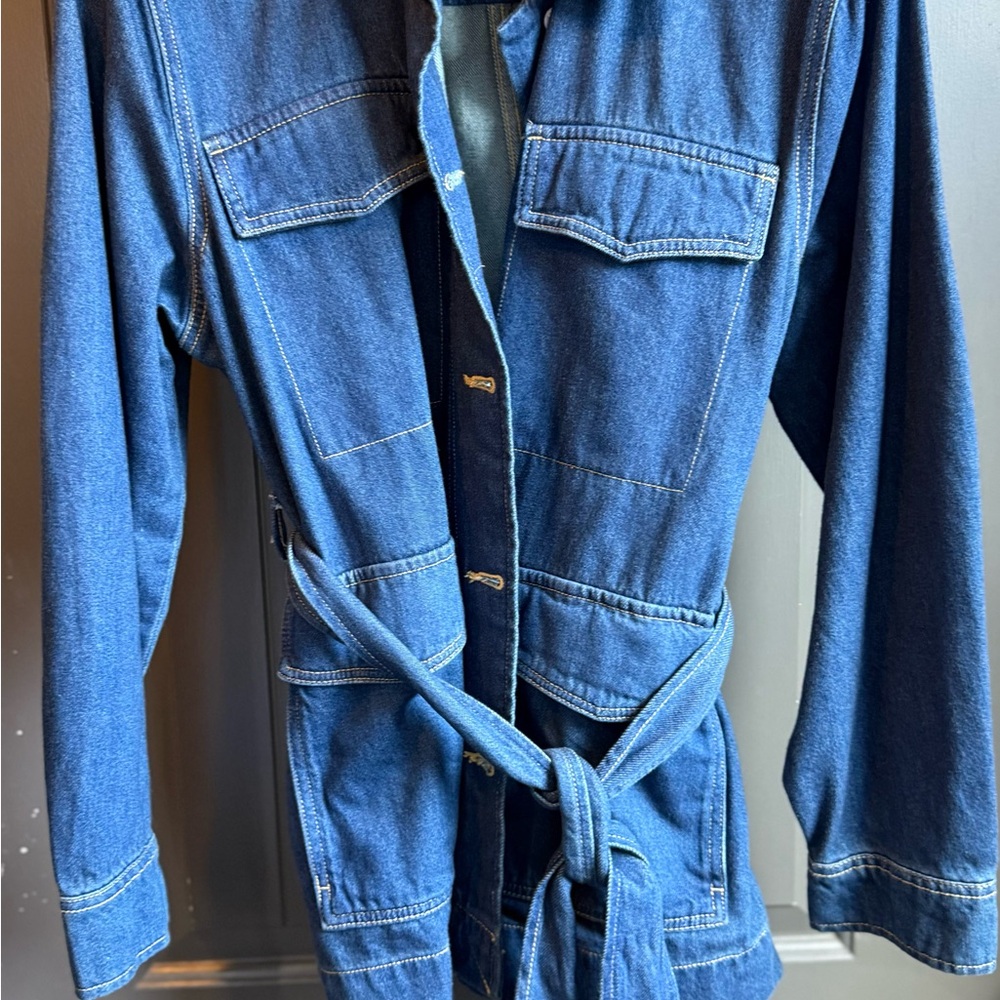 Classic Blue Women's Jean Jacket with Belt